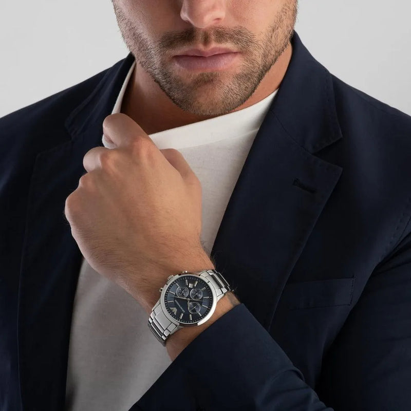 Emporio Armani AR2448 Men’s Chronograph Blue Dial Stainless Steel Watch