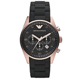 Emporio Armani AR5905 Men's Chronograph Black & Rose Gold Silicone Watch