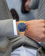 Tommy Hilfiger 1710384 Men’s Gold IP Blue Dial Stainless Steel Watch